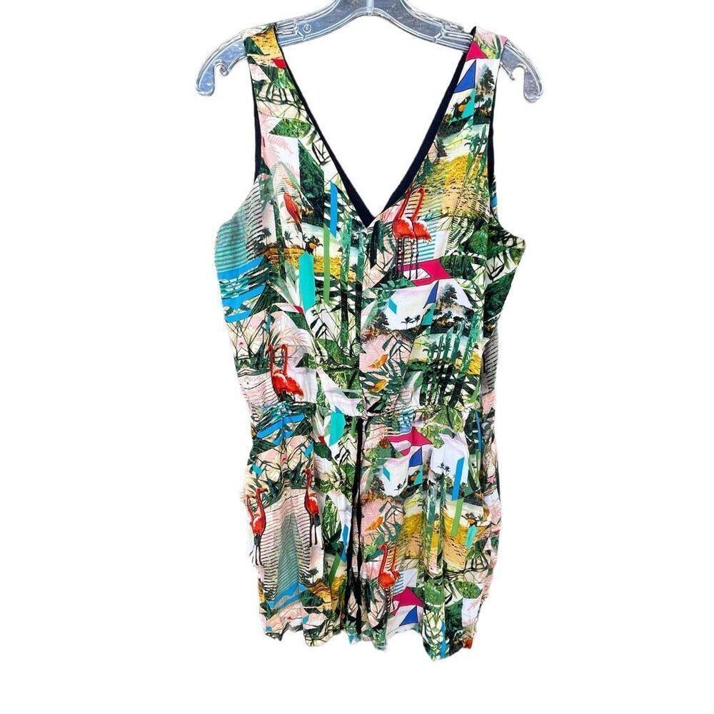 Nicole by Nicole Miller Size L tropical flamingo romper.